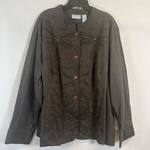 Liz & Me Embellished Lightweight Jacket Women’s 3X Artsy Boho Shacket